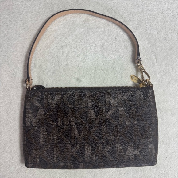 Michael Kors Mini Purse Clutch Wristlet in Brown Monogram Pattern - Picture 2 of 6